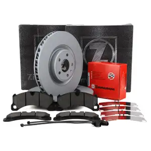 ZIMMERMANN Bremsscheiben Bel&auml;ge Wako f&uuml;r PORSCHE Macan (95B) 18 Zoll 1LB ab 02.2017 vorne