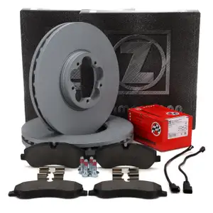 ZIMMERMANN Brake Discs + Pads + Sensor for FORD Tourneo/Transit Custom V362 V363 (Front)