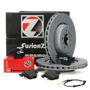 Zimmermann FORMULA Z Brake Discs + Pads + Wako for BMW 1 Series E82, 1M, 3 Series E90, E92 (front)