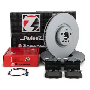 Zimmermann FORMULA F brake discs + Pads + Sensor for BMW X4 G02 xDrive M40d 326 (Front)
