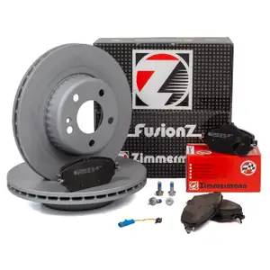 Zimmermann FORMULA S brake discs + brake pads + Wako for Mercedes C-Class W205 (Front)