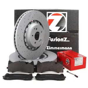 Zimmermann FORMULA Z Brake Discs + Brake Pads + Sensor for MERCEDES W205 C63 AMG (Front)