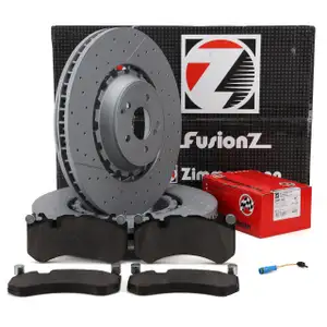 Zimmermann FORMULA Z Bremsscheiben + Beläge + Sensor für MERCEDES W213 X253 63AMG vorne