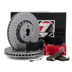 Zimmermann FORMULA Z Brake Discs + Pads + Sensor for MERCEDES W204 W212 63 AMG (Front)