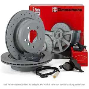 Zimmermann SPORT Bremsscheiben + Bel&auml;ge + Sensor f&uuml;r BMW 3er E90-93 bis 02.2010 hinten