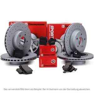 Zimmermann SPORT Bremsscheiben + Bel&auml;ge + Wako f&uuml;r AUDI TT 8J 3.2 V6 + TTS vorne + hinten