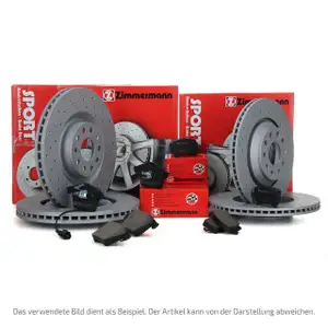 Zimmermann SPORT Bremsscheiben + Bel&auml;ge + Wako f&uuml;r VW Transporter T4 Zoll vorne + hinten