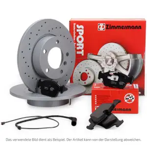 Zimmermann SPORT Bremsscheiben Bel&auml;ge Sensor f&uuml;r BMW 3er 316/i 318i/is 324d ohne ABS vorne