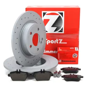 Zimmermann SPORT Brake Discs + Brake Pads for MERCEDES W176, W246, C117, X117, X156 (Rear)