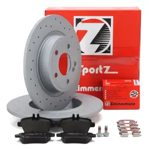 Zimmermann SPORT Bremsscheiben + Bremsbel&auml;ge f&uuml;r MERCEDES W176 W246 C117 X117 X156 hinten