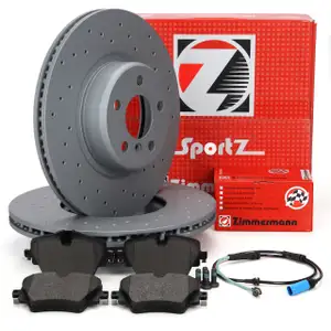 Zimmermann SPORT Brake Discs + Brake Pads + Sensor for TOYOTA Supra MK5 DB_ 2.0 (Front)