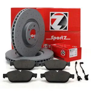 Zimmermann SPORT Bremsscheiben + Bel&auml;ge + Sensor f&uuml;r AUDI A6 C7 A7 4G 4H 1LF/1LL/1ZK vorne