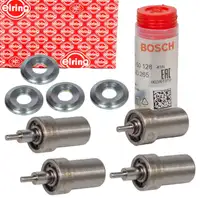 4x BOSCH Einspritzd&uuml;se Zapfend&uuml;se + ELRING Dichtring f&uuml;r MERCEDES W124 Sprinter Vito OM601