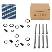 4x BOSCH Dichtungssatz Einspritzd&uuml;se + 8x ORIGINAL WHT003179 Schrauben f&uuml;r VW 2.0 TDI