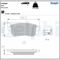 DELPHI LP3659 Bremsbel&auml;ge f&uuml;r RENAULT Clio 5 Megane 3 4 Scenic 3 NISSAN Juke F16 hinten