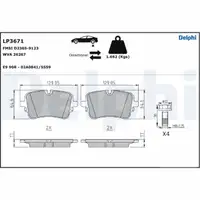 DELPHI LP3671 Bremsbel&auml;ge f&uuml;r AUDI A6 C8 A7 4K A8 4H 4N Q7 Q8 4M VW Touareg CR7 hinten