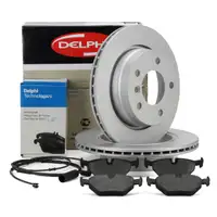 DELPHI Bremsscheiben + Bel&auml;ge + Wako f&uuml;r BMW 3er E46 316i 318i 320i 323i 318d 320d hinten