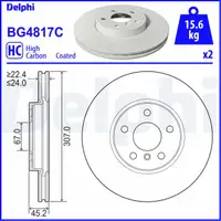 DELPHI Bremsscheiben + Bel&auml;ge Sensor f&uuml;r BMW F45 F46 X1 F48 X2 F39 MINI F54 F60 2019 vorne