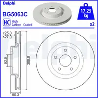 DELPHI BG5063C Bremsscheiben Satz f&uuml;r FORD Focus 4 MK4 Kuga 3 MK3 vorne 2305506