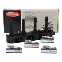 DELPHI Z&uuml;ndspule + 4x BOSCH FGR8KQE0 Z&uuml;ndkerze f&uuml;r OPEL Astra G Vectra B C A 1.4 1.6