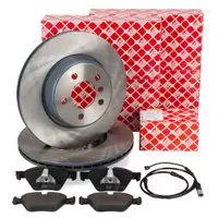 febi Bremsscheiben + Bremsbel&auml;ge + Warnsensor f&uuml;r BMW 5er F10 F11 520-530i 518-525d vorne