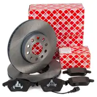 febi Bremsscheiben + Bel&auml;ge Sensor f&uuml;r VW Golf 5 6 7 8P Leon 1P 5F Octavia 2 1ZE/1ZP vorne