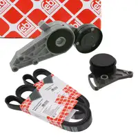 2x febi Keilrippenriemen + Spanner + Rolle f&uuml;r VW Passat B5 AUDI A4 B5 B6 A6 C4 C5 1.6 1.8