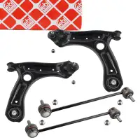 2x febi Querlenker + Traggelenk + Koppelstange f&uuml;r VW Polo 5 8X Ibiza 4 Fabia 3 vorne