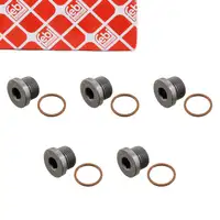 5x febi Ölablassschraube M18x1,5mm 07119905428 + Dichtring 07119963308 für BMW