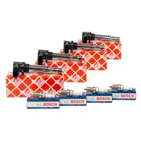 4x febi Z&uuml;ndspule + BOSCH Z&uuml;ndkerze f&uuml;r VW Golf 4 5 Polo SEAT Ibiza Leon SKODA 1.4 1.6