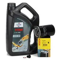 5L FUCHS 10W-40 Motor&ouml;l + BOSCH &Ouml;lfilter f&uuml;r VW Golf 1 2 3 Passat B1-4 Polo 86 T4 Vento