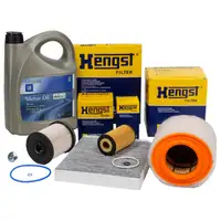 HENGST Filterset 4-tlg + 5L ORIGINAL 5W30 dexos1 Gen3 Motoröl für OPEL Astra K 1.6 CDTi