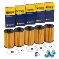 5x HENGST E650H01D444 &Ouml;lfilter + Schraube f&uuml;r OPEL Astra J K Insignia Mokka C 1.6 CDTI