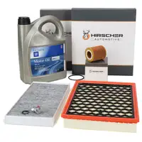 HIRSCHER Filterset 3-tlg + 5L ORIGINAL 5W30 dexos2 Motor&ouml;l f&uuml;r OPEL Signum C 1.9 CDTI