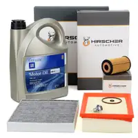 HIRSCHER Filterset 3-tlg + 5L ORIGINAL 5W30 dexos2 Motor&ouml;l f&uuml;r OPEL Mokka/10 1.6 CDTI Fgst