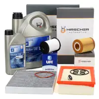 HIRSCHER Filterset 4-tlg + 6L ORIGINAL 5W30 dexos2 Motor&ouml;l f&uuml;r OPEL Mokka/10 1.7 CDTI Fgst