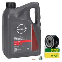 5L ORIGINAL 5W30 DPF Motor&ouml;l + MANN &Ouml;lfilter f&uuml;r NISSAN Micra 3 Primera P12 Qashqai 1 dCi