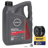 5L ORIGINAL 5W30 DPF Engine Oil + HENGST Oil Filter for Nissan Micra 3, Primera, Qashqai 1 dCi