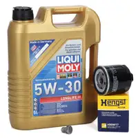 5L LIQUI MOLY 5W30 LONGLIFE 3 Motor&ouml;l + HENGST &Ouml;lfilter f&uuml;r VW Golf 4 5 6 3 4 5 1.0-1.6