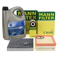 MANN Filterset 3-tlg + 5L ORIGINAL 5W-30 dexos2 Motor&ouml;l f&uuml;r OPEL Mokka/10 J13 1.6 CDTi