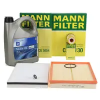 MANN Filterset 3-tlg + 5L ORIGINAL 5W-30 dexos1 Motor&ouml;l f&uuml;r OPEL G H 1.2-1.8 Motornr.