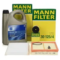 MANN Filterset + 5L ORIGINAL 5W30 dexos2 Motor&ouml;l f&uuml;r OPEL Corsa C Tigra B 1.0-1.4 bis