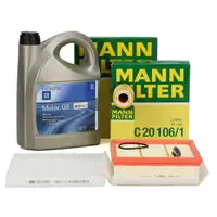 MANN Filterset + 5L ORIGINAL 5W30 dexos1 Gen3 Motor&ouml;l f&uuml;r OPEL Corsa D E 1.4/1.6 Turbo/OPC
