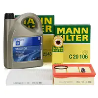 MANN Filterset + 5L ORIGINAL 5W30 dexos2 Motor&ouml;l f&uuml;r OPEL Corsa D E 1.0 1.2 1.4 ab Motor