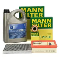 MANN Filterset + 5L ORIGINAL 5W30 dexos1 Gen3 Motor&ouml;l f&uuml;r OPEL D 1.0-1.4 bis 19MA9234