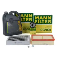 MANN Filterset 3-tlg + 5L ORIGINAL 5W30 Motor&ouml;l MERCEDES W176 W246 C117 X117 X156 OM607