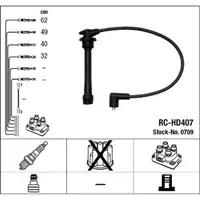 NGK 0709 RC-HD407 Ignition Cable Set for Hyundai i30, FD, Tucson, and Kia Cee'd