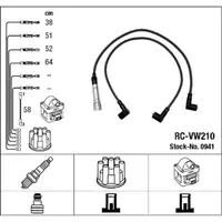 NGK 0941 RC-VW210 Ignition Cable Set for VW Golf 2, 3; Passat B2, B3, B4; Polo 2, 3; Transporter T3, T4