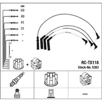 NGK 5383 RC-TX118 Ignition Cable Set for TOYOTA Starlet _P8_ 1.3 12V, 75 hp 90919-22329
