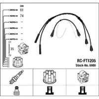 NGK 6980 RC-FT1205 Ignition Cable Set for FIAT 500 111_ 101_ 110_ 0.5 18 HP 01/1965&ndash;12/1975